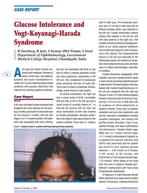 Pdf Glucose Intolerance And Vogt Koyanagi Harada Syndrome