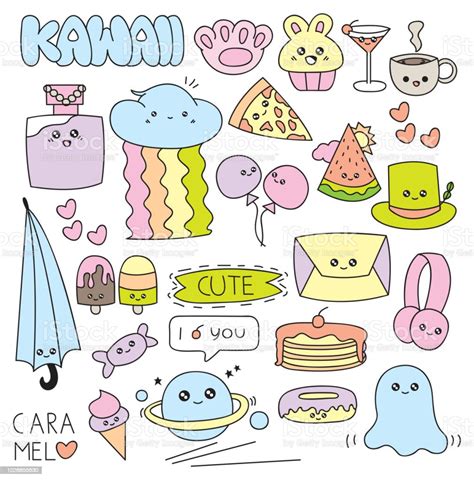 Various Cute Things In Doodle Style Vector Illustration Stock