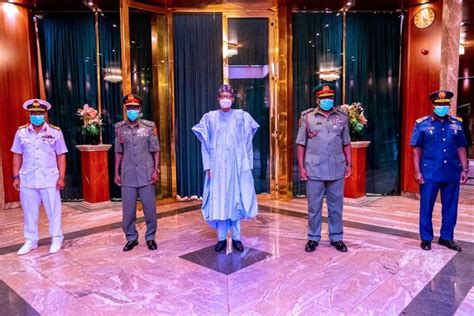 Photo News Buhari Meets New Service Chiefs The Elites Nigeria