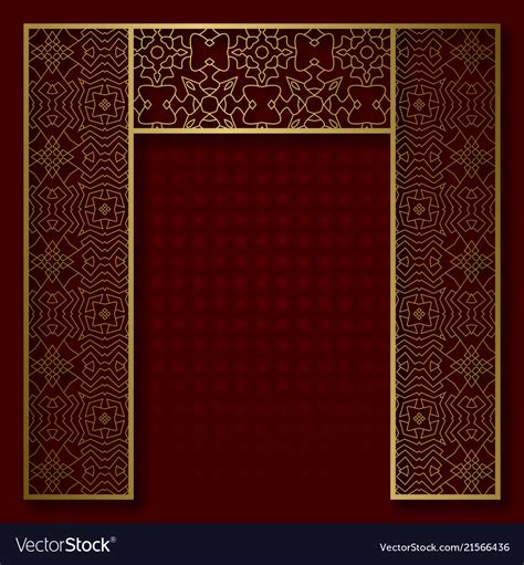 Traditional Background With Golden Arched Frame Vector Image