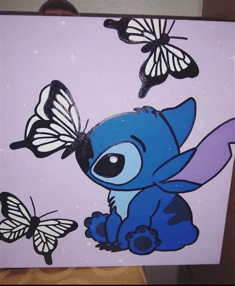 Cute Stitch Painting With Butterflies 11x14 Inch Etsy