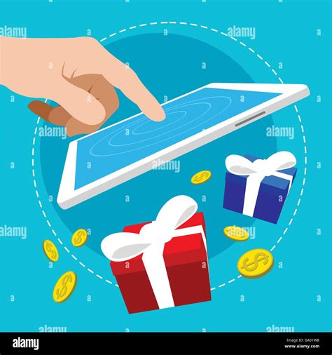 Touch Application Bonus Reward Flat Design Illustration Stock Vector