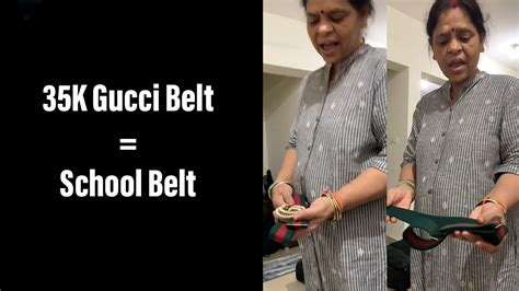 desi mom video went viral says 35k gucci belt looks like school belt
