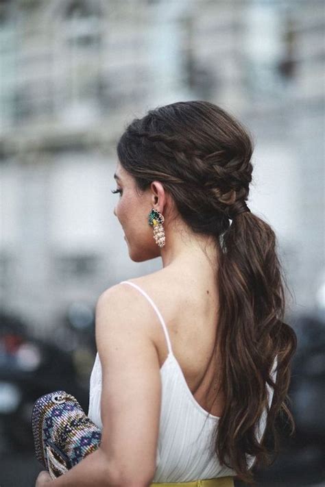 The difference is that instead of pulling in sections to work all of your hair into the plait, you will only braid across the top part of your hair, leaving the rest free. Beautiful braided wedding hairstyles_bridal ponytail 7 ...