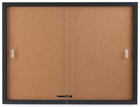 Buy Displays2go Enclosed Cork Board Sliding Glass Door 4 X 3 Foot Locking Bulletin Board For