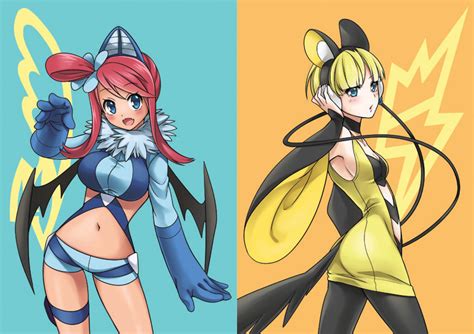 Skyla Elesa Emolga And Swoobat Pokemon And 2 More Drawn By Mono