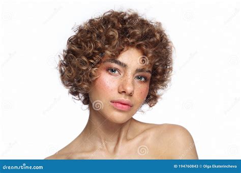 Girl With Curly Hair And Ice Cream Cone In Hands Royalty Free Stock Image