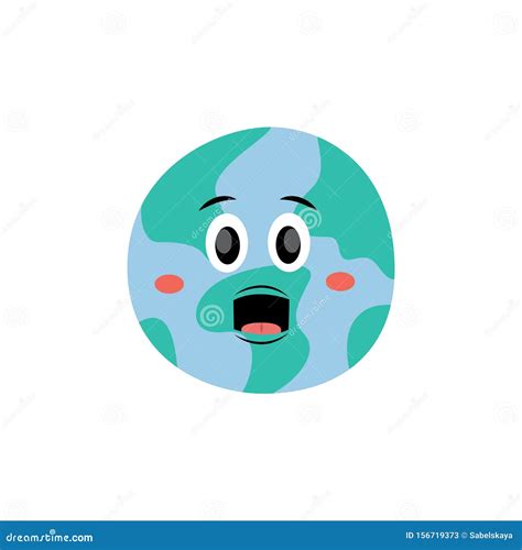 Cute Screaming With Open Mouth Earth Planet Vector Flat Illustration