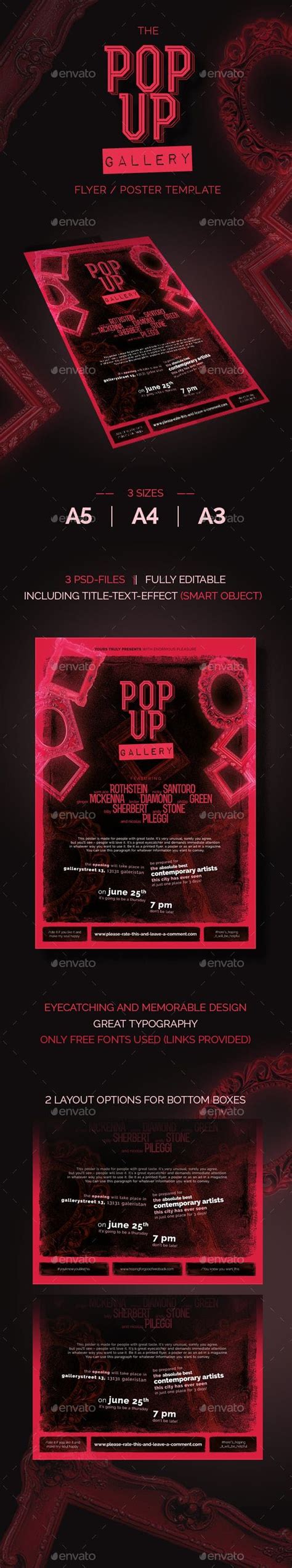 The Pop Up Gallery Flyer Typography Flyer Template