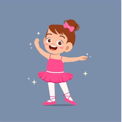 Kleines Mädchen Tragen Schönes Ballerina Kostüm Und Tanz Premium Vektor