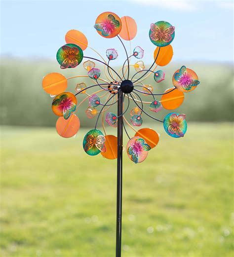 Vibrant Colors Metal Butterfly Wind Spinner Wind And Weather