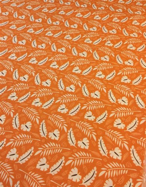 Reserved Hawaiian Fabric Orange Fq Tiki Fabric Tropical Etsy