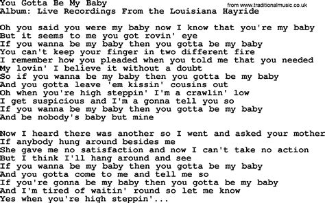 You Gotta Be My Baby By George Jones Counrty Song Lyrics