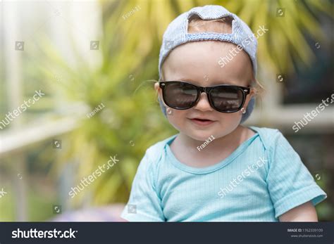 Portrait Smiling Little Baby Boy Sunglasses Stock Photo 1762339109