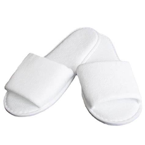 Open Toe Towelling Spa Slippers White