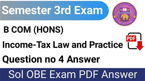 Q No Answer Obe Exam Rd Semester Income Tax Law And Practice B Com H Youtube