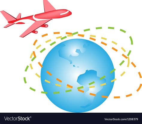 A Plane Flying Around The World Royalty Free Vector Image