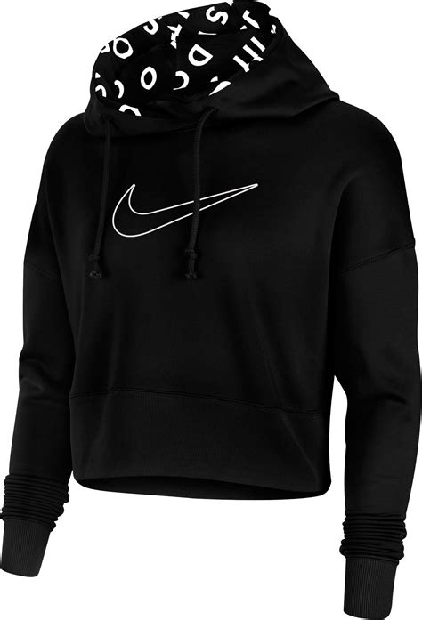 Nike Therma Cropped Pullover Hoodie In Black Lyst