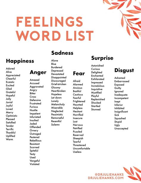 Feeling Word List Pdf Download In 2020 Feeling Words List Feelings