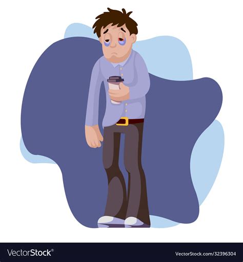 Cartoon Color Character Person Male Sleepy Vector Image