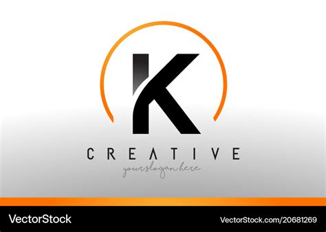 K Letter Logo Design With Black Orange Color Cool Vector Image