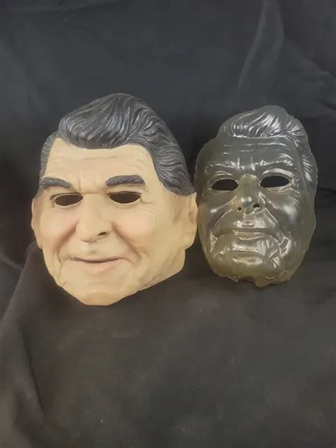 Vintage Cesar Halloween Mask Ronald Reagan With Rare Clear Insert Full Head Picclick