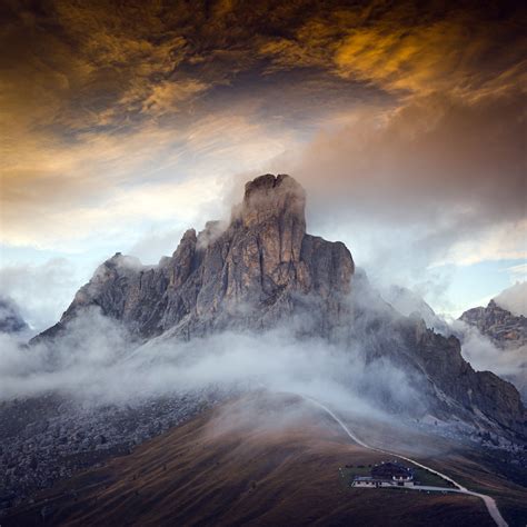 2048x2048 Resolution Dolomites Italy Fogy Mountains Ipad Air Wallpaper
