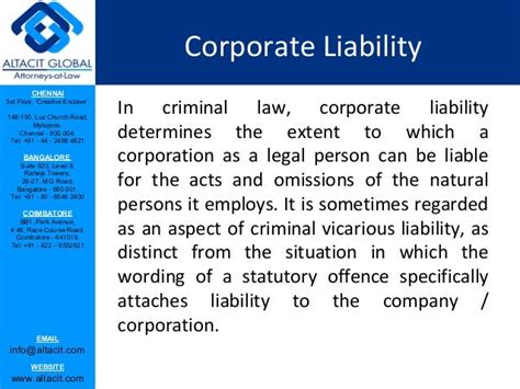 Criminal Liability Of Company