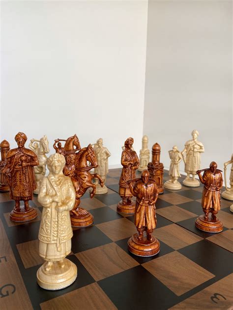 Wooden Chess Pieces Original Chess Pieces Wood Carving Chess Etsy