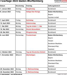 Dann findet ihr hier eine übersicht für das jahr 2021 das folgejahr 2022 bzw. Feiertage Baden-Württemberg 2021, 2022 & 2023