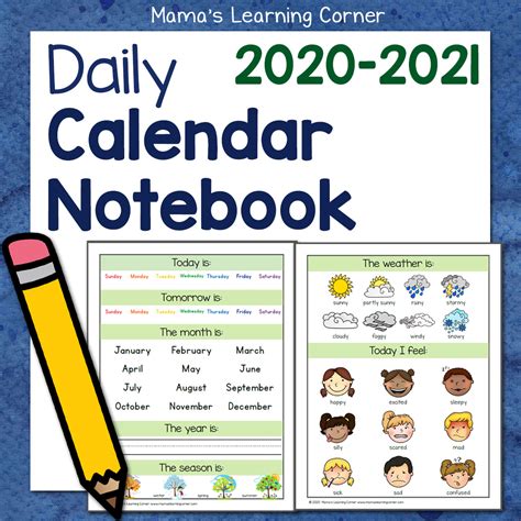 Daily Calendar Notebook 2020 2021 Mamas Learning Corner