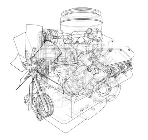 Engine Sketch Vector Industry Drawing Draw Vector Industry Drawing