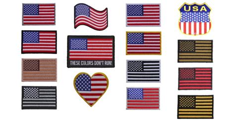 American Flag Patches Assortment 15 Embroidered Small Us Flags