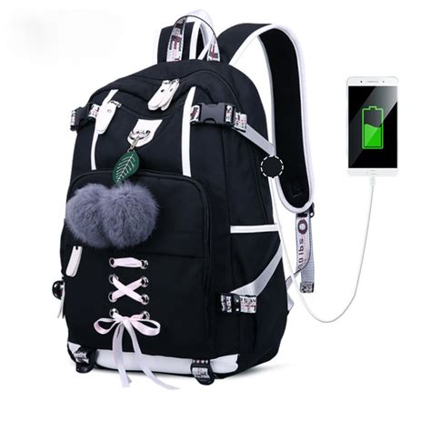 Cabinahome Women Fashion Backpack With Usb Port College School Bags