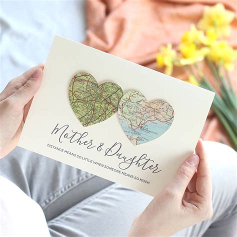 Personalised Map Hearts Mothers Day Card By Bombus