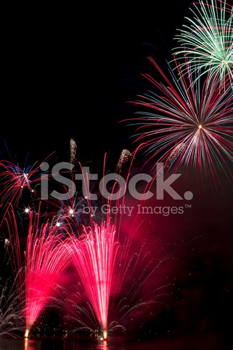 Nice Fireworks Over The Water Stock Photo Royalty Free Freeimages