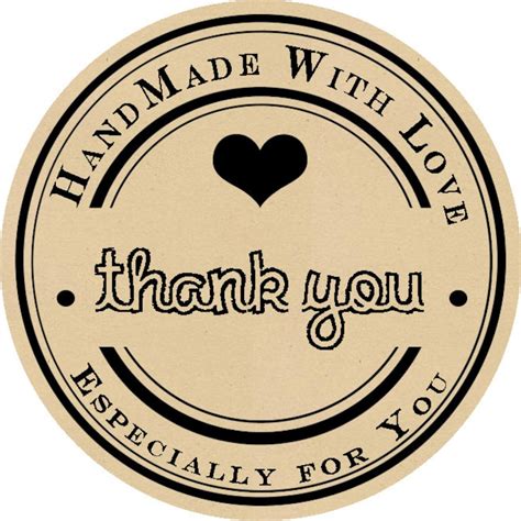 Thank You Stickers Printable Kraft Stickers Business Etsy