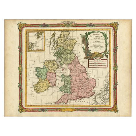 Antique Map Of Great Britain And Ireland By Tirion Circa 1750 At