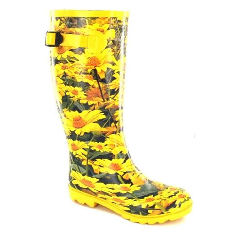Ladies Funky Daisy Festival Wellies Yellow Funky Wellies Shop By