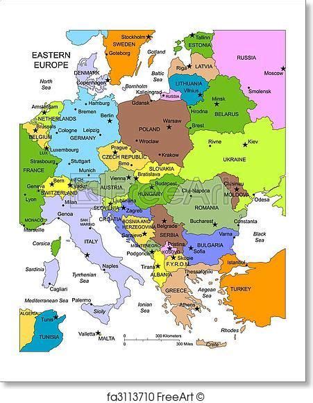 Free Art Print Of Eastern Europe With Editable Countries Names Europe