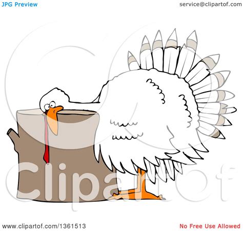 Clipart Of A Cartoon White Thanksgiving Turkey Bird Laying His Head On