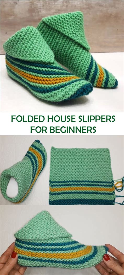 Folded House Slippers For Beginners Yarn Hooks Crochet Slippers