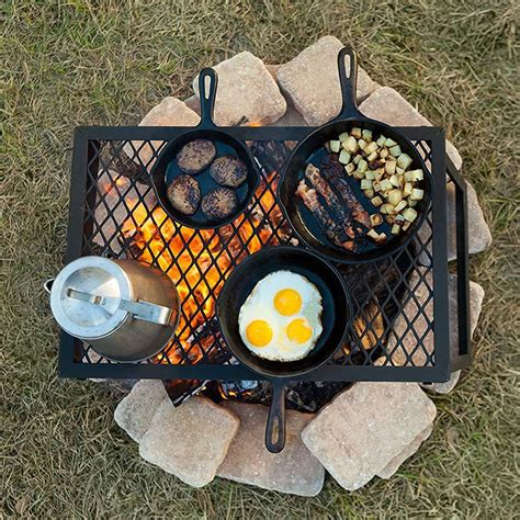 Portable Folding Campfire Grill Grate Camping Bbq Cooking Open Over