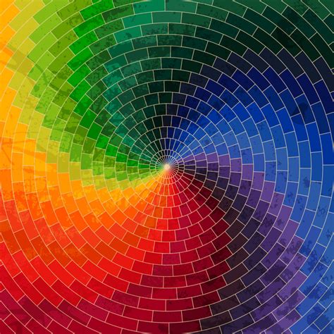 Spectrum Wheel Made Of Bricks Rainbow Color Spectrum Grunge Background