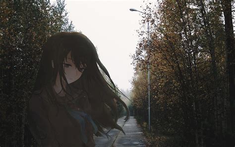 Anime Girl Sad Expression Black Hair 1920x1200 Download Hd