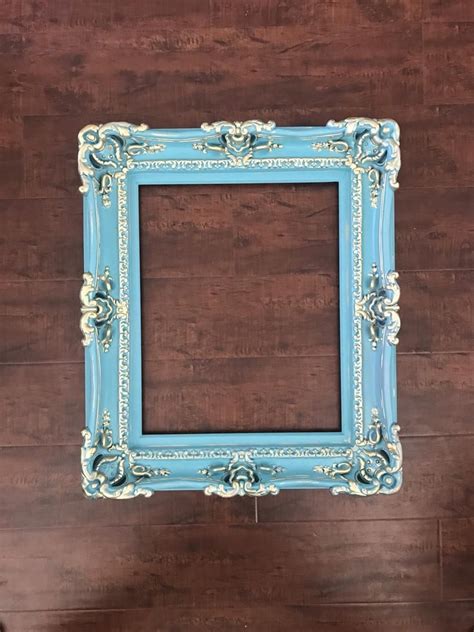 16x20 Shabby Chic Frame Baroque Turquoise Wgold Frame For Etsy