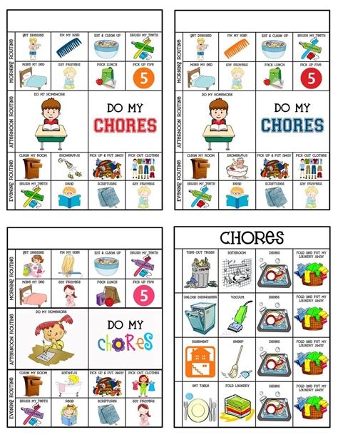5 Year Old Chore Chart Printable For The Kids Pinterest Chore