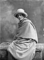 Countess Constance Markievicz wearing cloak and hat, seated, studio ...