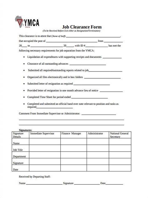 resignation clearance forms