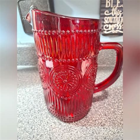 The Pioneer Woman Kitchen The Pioneer Woman Adeline Ruby Red Glass Pitcher Poshmark